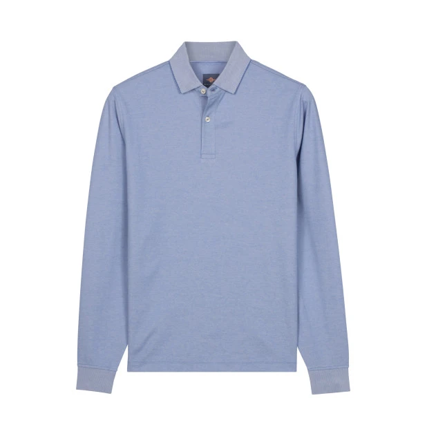 Baileys Polo Lange Mouw | Blauw Melange | www.pietkoopmans.nl