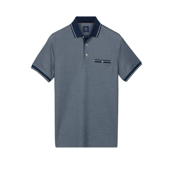Baileys Polo Korte Mouw | Blauw Melange | www.pietkoopmans.nl