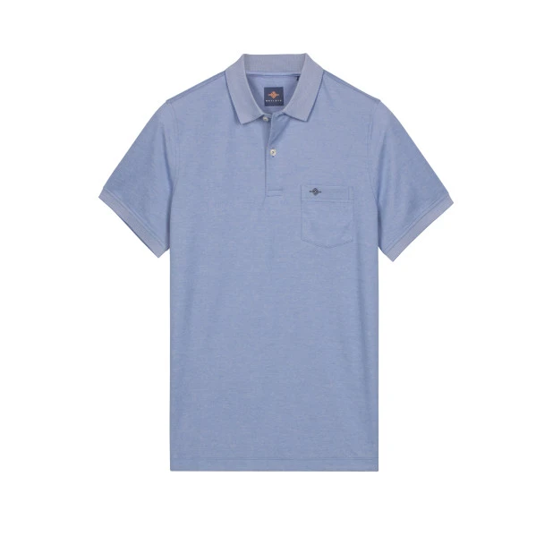 Baileys Polo Korte Mouw | Middenblauw Melange | www.pietkoopmans.nl