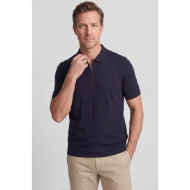 Baileys Gebreide Polo met Rits | Donkerblauw