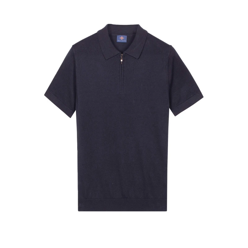 Baileys Gebreide Polo met Rits | Donkerblauw | www.pietkoopmans.nl