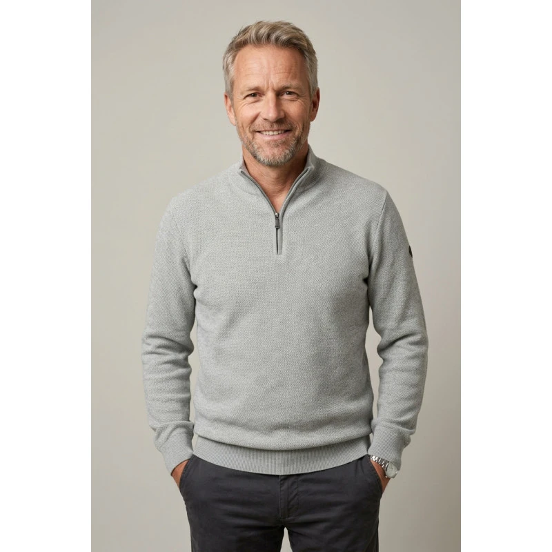 Baileys Half Zip Trui |  Zacht Grijs | www.pietkoopmans.nl