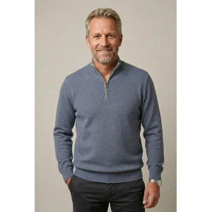 Baileys Half Zip Trui | Jeansblauw