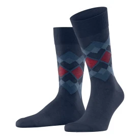 Burlington Linnen Fashion Sokken | Blauw Print