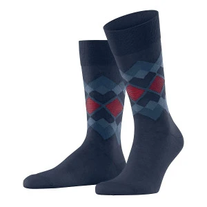 Burlington Linnen Fashion Sokken | Blauw Print