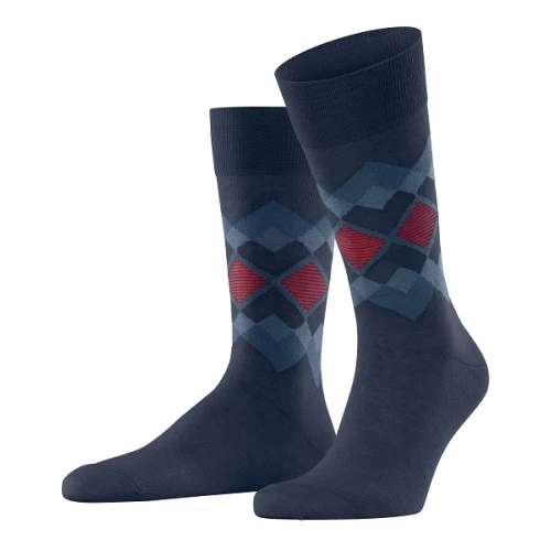 Burlington Linnen Fashion Sokken | Blauw Print | www.pietkoopmans.nl