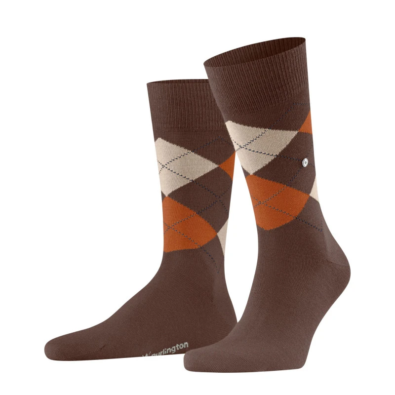 Burlington Sokken Edinburgh | Beige Oranje Geruit | www.pietkoopmans.nl