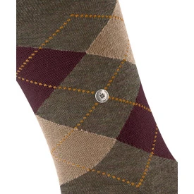 Burlington Edinburgh Mel Sokken | Camel Bordeaux Geruit