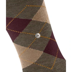 Burlington Edinburgh Mel Sokken | Camel Bordeaux Geruit