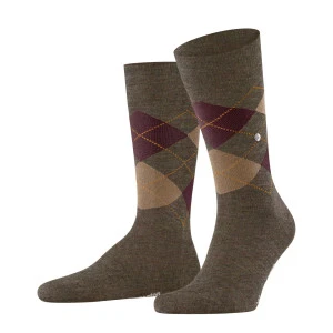 Burlington Edinburgh Mel Sokken | Camel Bordeaux Geruit