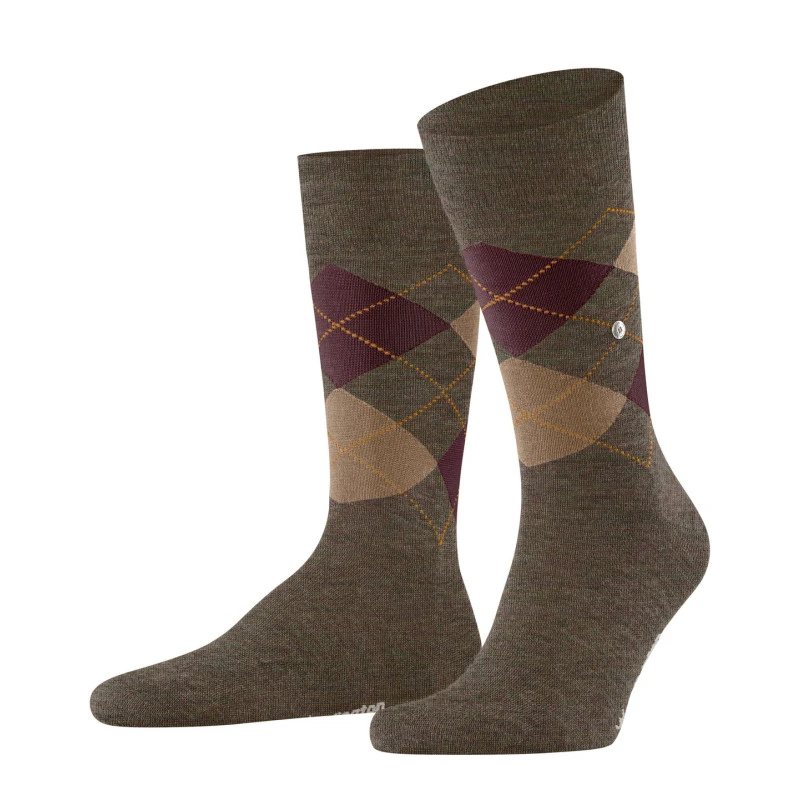 Burlington Edinburgh Mel Sokken | Camel Bordeaux Geruit  | www.pietkoopmans.nl
