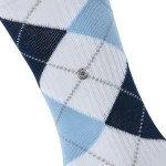 Burlington Rib Court Sokken | Wit Blauw Geruit | www.pietkoopmans.nl