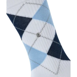 Burlington Rib Court Sokken | Wit Blauw Geruit