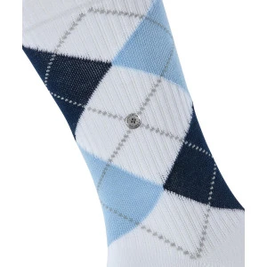 Burlington Rib Court Sokken | Wit Blauw Geruit