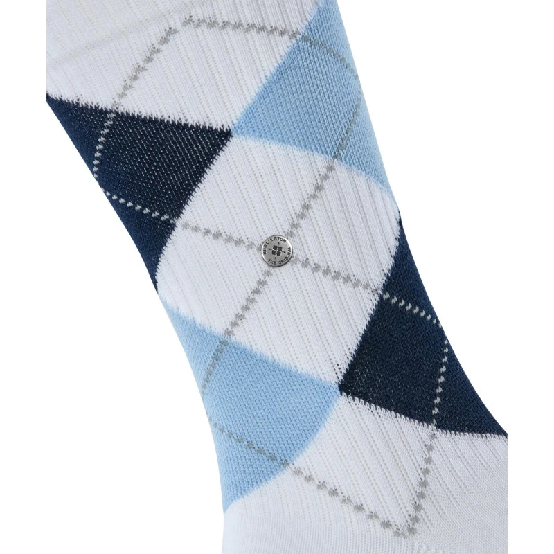 Burlington Rib Court Sokken | Wit Blauw Geruit | www.pietkoopmans.nl