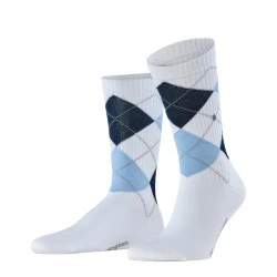 Burlington Rib Court Sokken | Wit Blauw Geruit