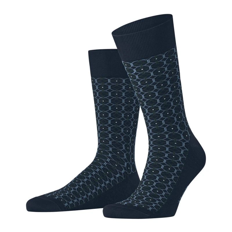 Burlington Fashion Sokken | Marine Groen Patroon | www.pietkoopmans.nl