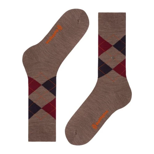 Burlington Sokken | Argyle  Marine Bordeaux Taupe