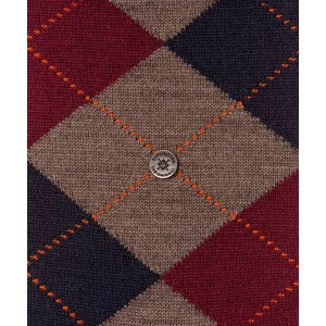 Burlington Sokken | Argyle  Marine Bordeaux Taupe