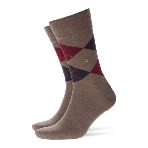 Burlington Sokken | Argyle  Marine Bordeaux Taupe
