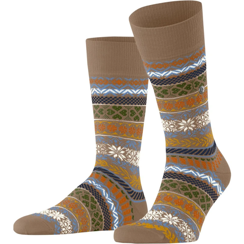 Burlington Fair Isle Sokken | Camel | www.pietkoopmans.nl