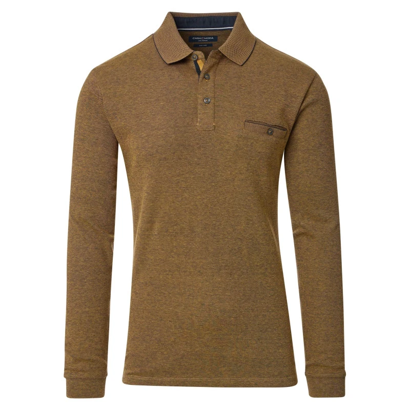 Casamoda Polo Lange Mouw | Mosterd Gemeleerd | www.pietkoopmans.nl