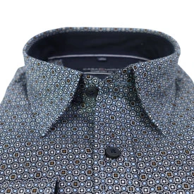 Casamoda Overhemd | Marine Cognac Print