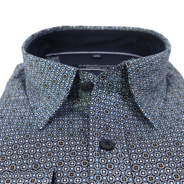 Casamoda Overhemd | Marine Cognac Print | www.pietkoopmans.nl