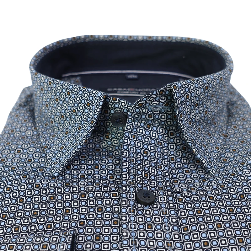 Casamoda Overhemd | Marine Cognac Print | www.pietkoopmans.nl