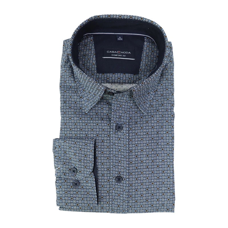 Casamoda Overhemd | Marine Cognac Print | www.pietkoopmans.nl