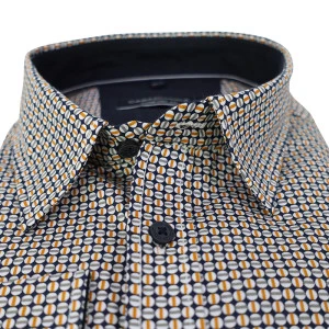 Casamoda Overhemd | Marine Geel Print
