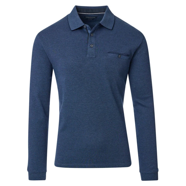 Casamoda Polo Lange Mouw | Jeans Blauw | www.pietkoopmans.nl