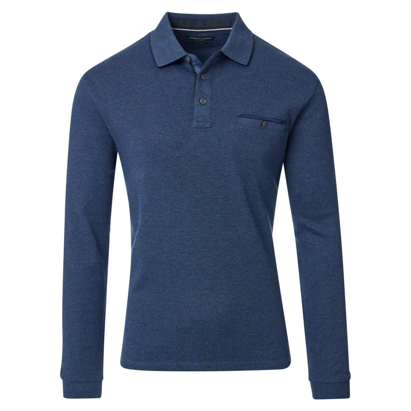 Casamoda Polo Lange Mouw | Jeans Blauw | www.pietkoopmans.nl