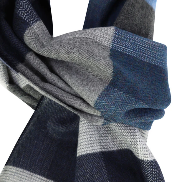 Casamoda Shawl Geweven | Antra Blauw Geblokt | www.pietkoopmans.nl