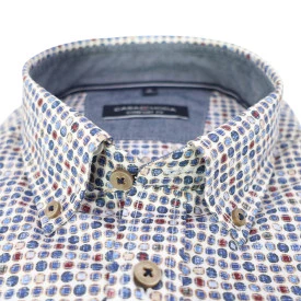 Casamoda Overhemd | Blauw Bordeaux Print