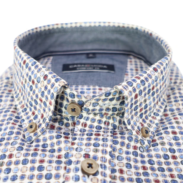 Casamoda Overhemd | Blauw Bordeaux Print | www.pietkoopmans.nl