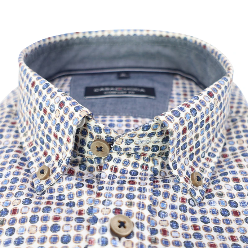 Casamoda Overhemd | Blauw Bordeaux Print | www.pietkoopmans.nl