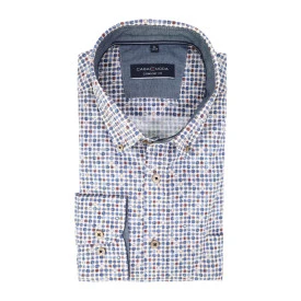 Casamoda Overhemd | Blauw Bordeaux Print