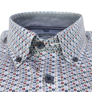 Casamoda Overhemd | Bordeaux Groene Print