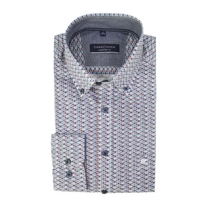 Casamoda Overhemd | Bordeaux Groene Print