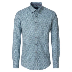 Casamoda Katoenen Overhemd | Blauw Groen Dessin
