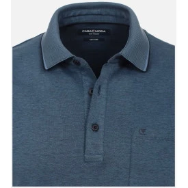 Casa Moda Polo Borstzak | Indigo Gemeleerd