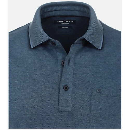 Casa Moda Polo Borstzak | Indigo Gemeleerd | www.pietkoopmans.nl