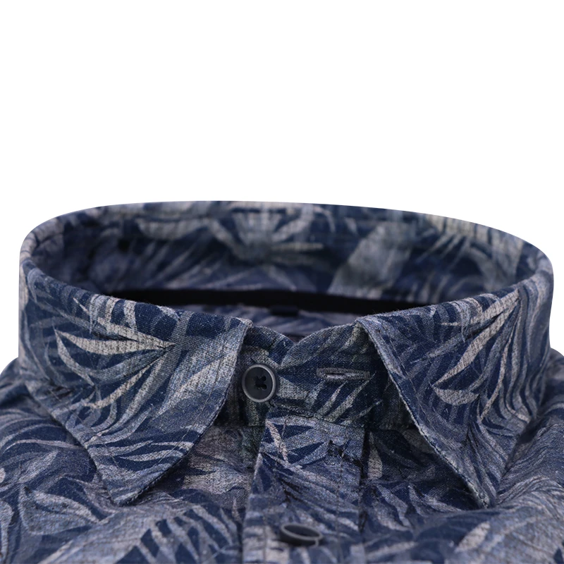 Casamoda Linnen Shirt | Blauwe Bladeren | www.pietkoopmans.nl
