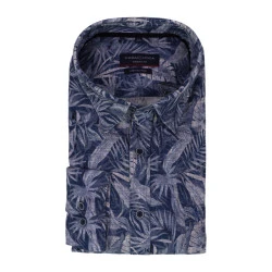 Casamoda Linnen Shirt | Blauwe Bladeren