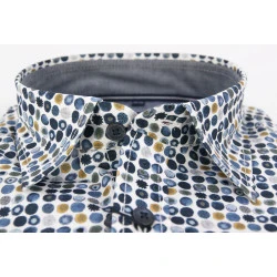 Casamoda Overhemd | Navy Geel Gestipt