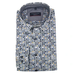 Casamoda Overhemd | Navy Geel Gestipt