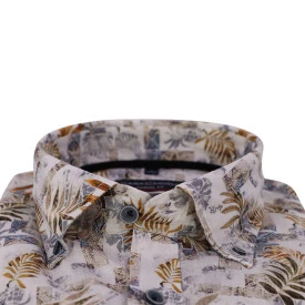 Casamoda Linnen Shirt | Goud Blad Print