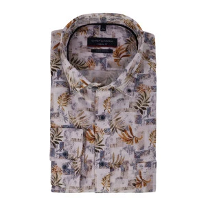 Casamoda Linnen Shirt | Goud Blad Print