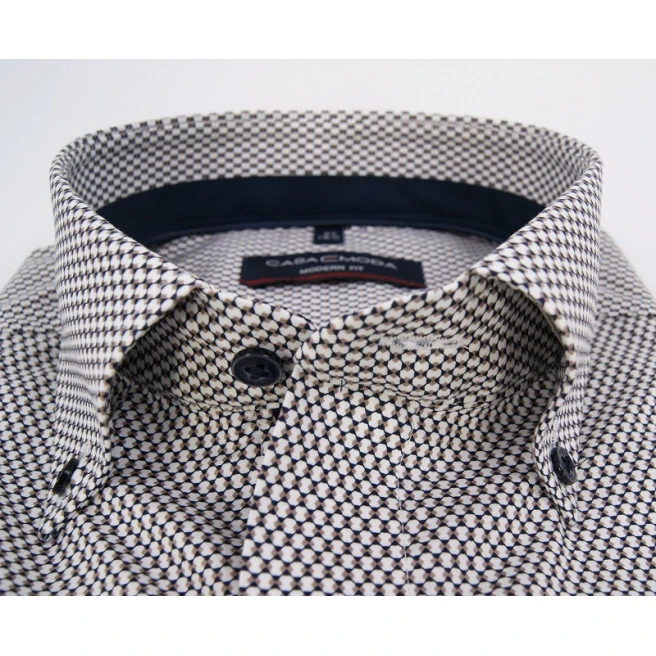 Casamoda Overhemd | Khaki Marine Print | www.pietkoopmans.nl